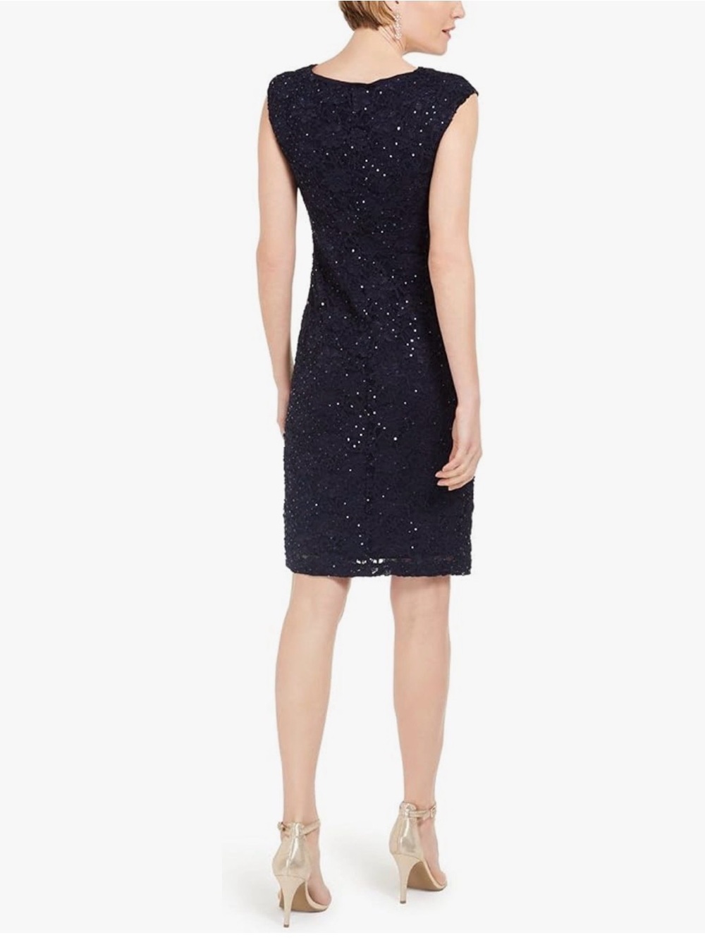 Lauren Ralph Lauren Navy Lace Sequin Sheath Midi Dress - Picture 10 of 10